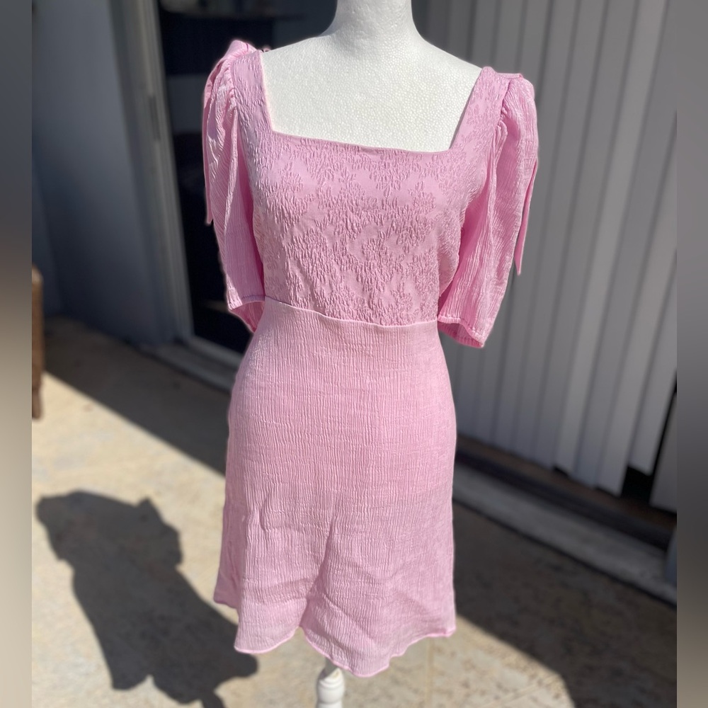 & Other Stories Pink Puff Sleeve Mini Dress Size 10 - Picture 9 of 13